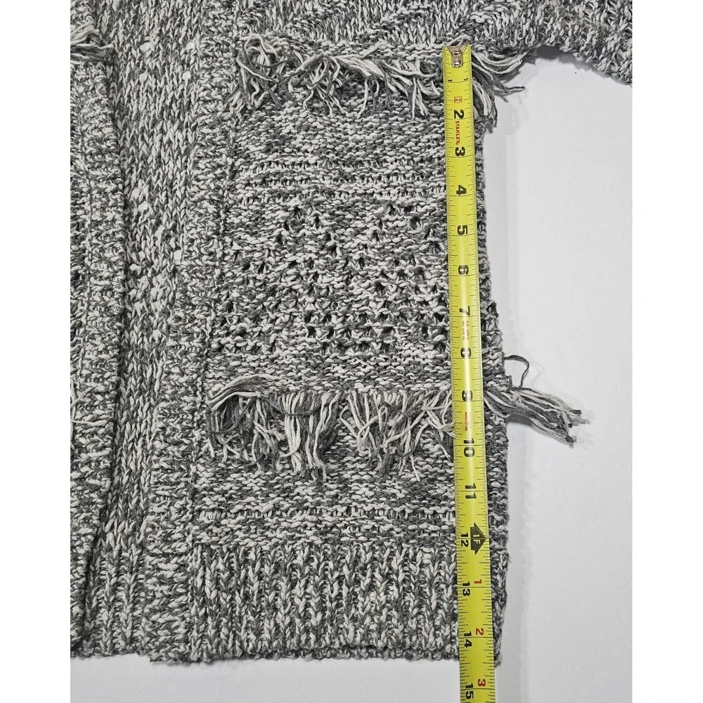 Abercrombie Kids Girls Grey Marled Fringe Pointelle Open Front Cardigan Sz 11/12